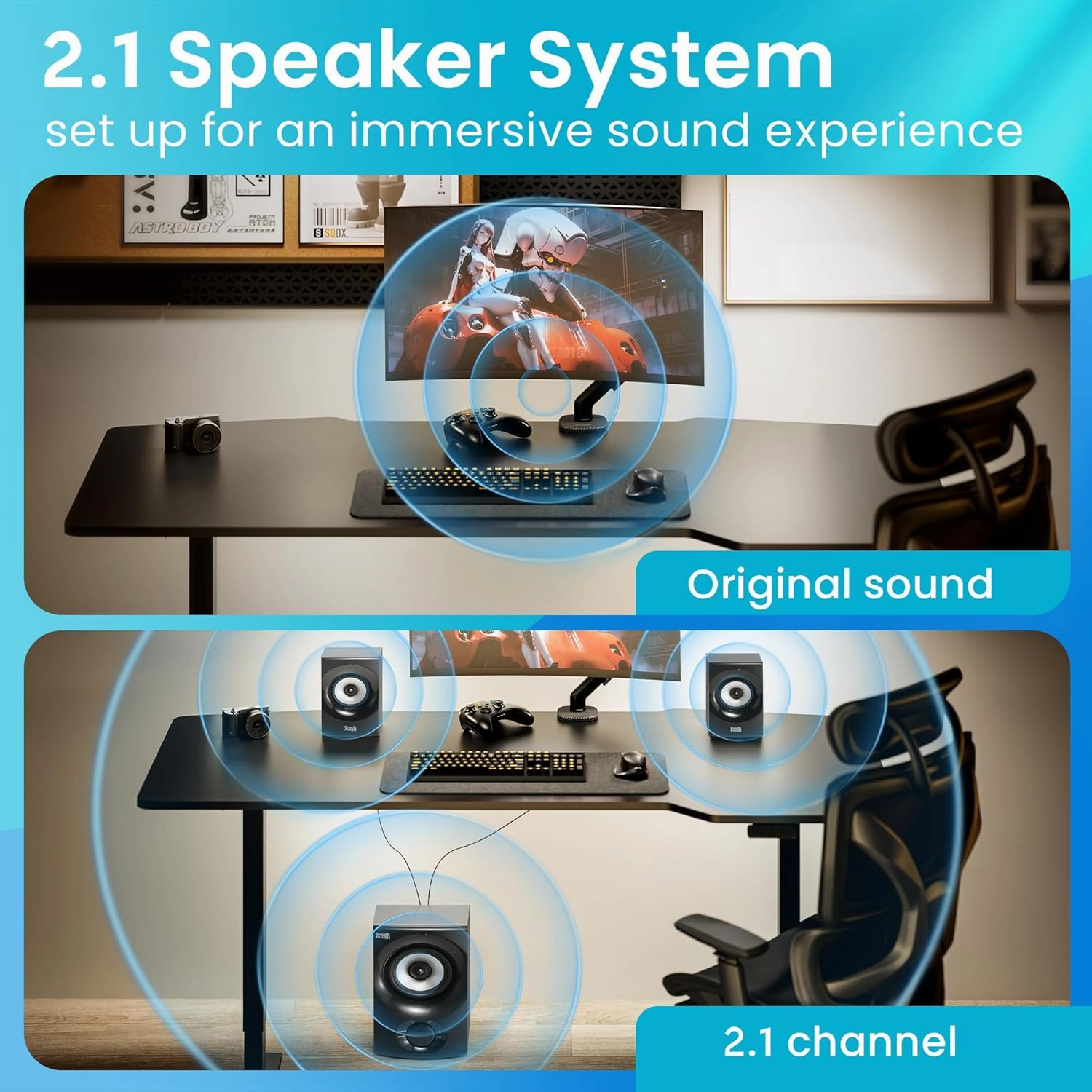 Acoustic Audio by Goldwood Bluetooth 2.1 Speaker System 2.1-Channel Home Theater Speaker System, with Optical/Aux/USB/SD Inputs Black (AA2171)