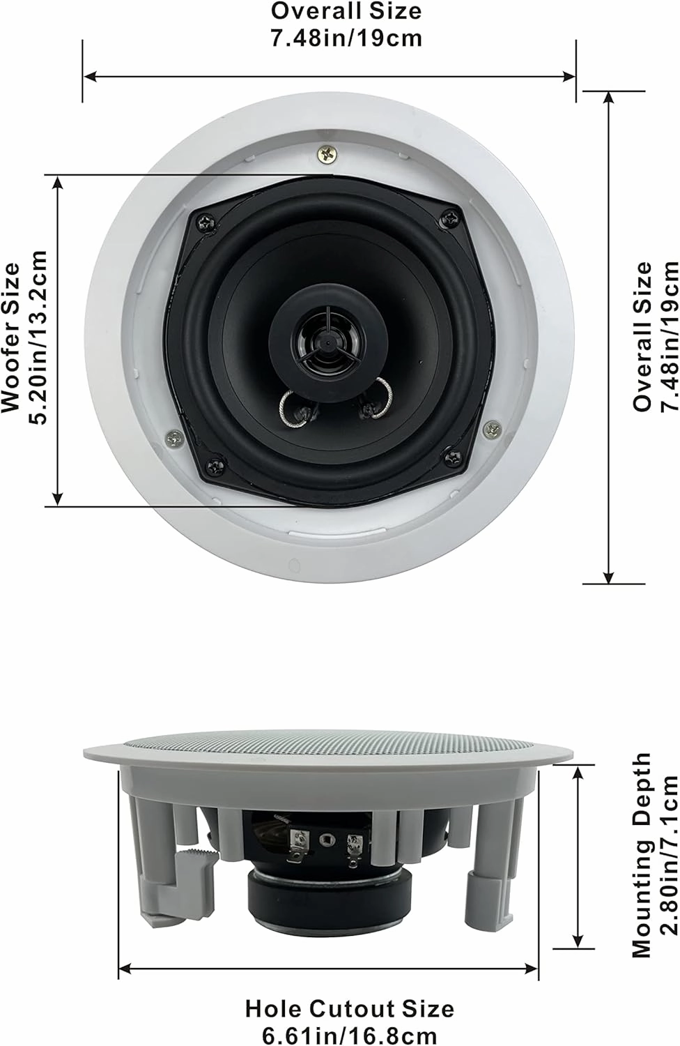 Acoustic Audio by Goldwood R191 in Ceiling/in Wall 5 Speaker Set 2 Way Home Theater 1000 Watt New R191-5S