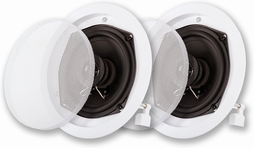 Acoustic Audio by Goldwood R-191 in Ceiling/in Wall Speaker Pair 2 Way Home Theater Surround Speakers,White,5.25-Inch soundbar,TV speaker bar,home theater soundbar,