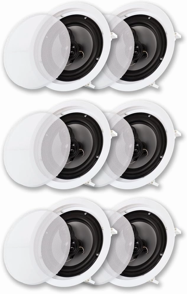 Acoustic Audio CS-IC83 in Ceiling 8" Speaker 3 Pair Pack 3 Way Home Theater 2100 Watt soundbar,TV speaker bar,home theater soundbar,