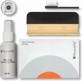 Acoustify Deluxe Vinyl Record Cleaning Kit - 4-in-1 Alcohol-Free Anti-Static Set with XL Velvet Brush, Deep-Cleaning Solution, Stylus Gel & Dust Sweeper for Pristine Sound record cleaning kit,vinyl cleaner,stylus brush set,