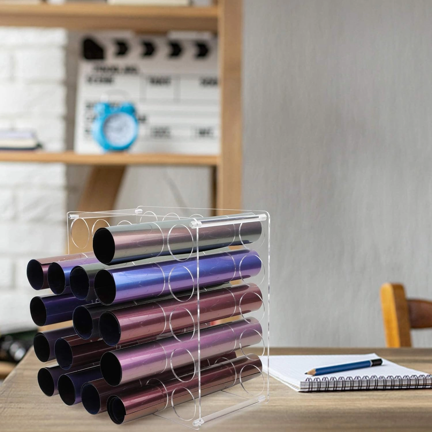 Acrylic Vinyl Roll Storage Rack - 25 Holes for Craft Room Vinyl Organizer