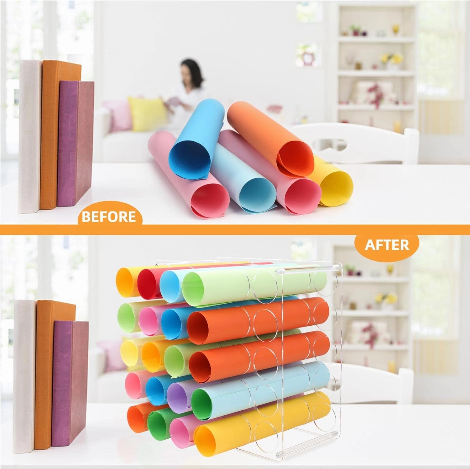 Acrylic Vinyl Roll Storage Rack - 25 Holes for Craft Room Vinyl Organizer