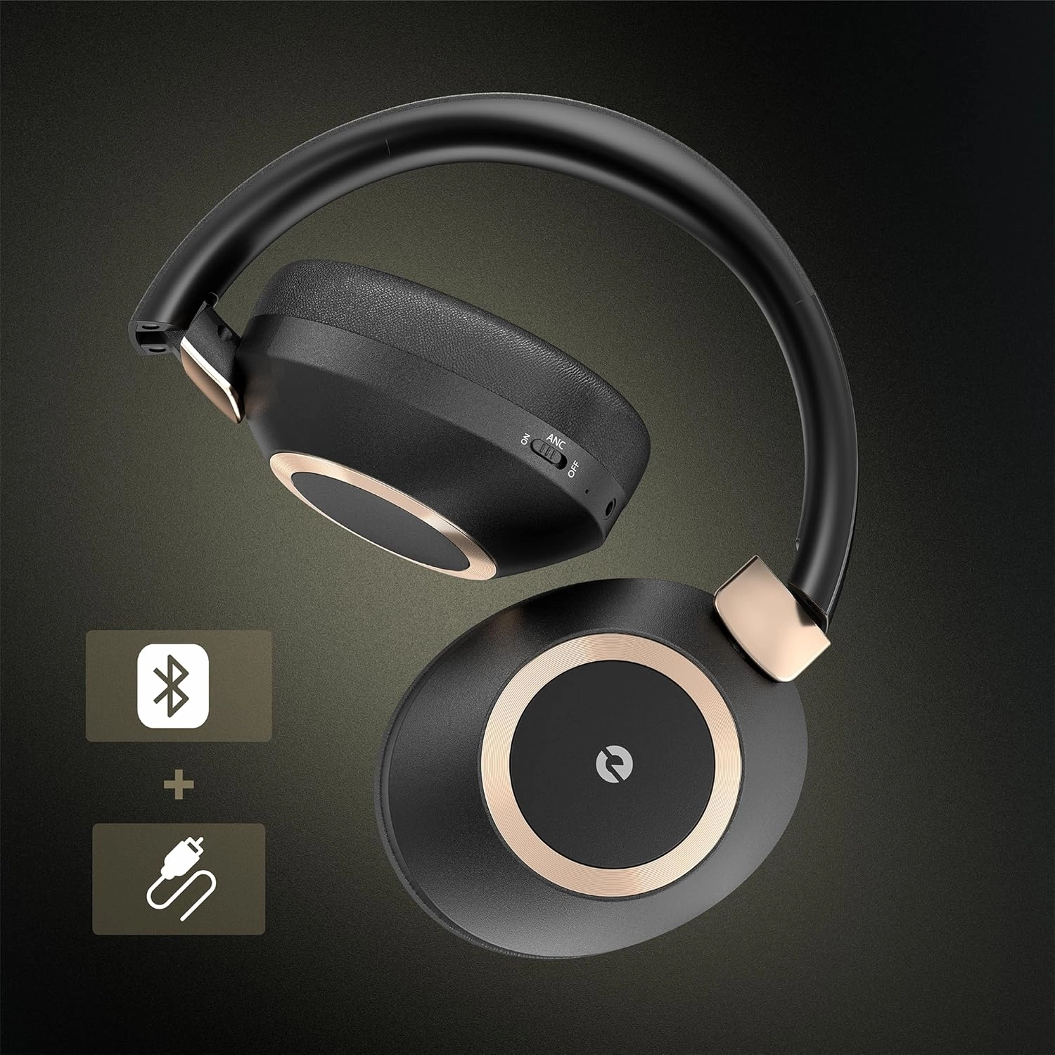 Active Noise Cancelling Headphones, 100H Playtime Headphones Wireless Bluetooth, Bluetooth Headphone with Mic, Over Ear Wireless Headphone with Deep Bass,Fast Charging for Travel