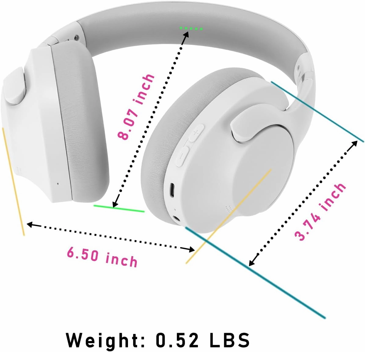 Active Noise Cancelling Headphones Bluetooth Over Ear, 50 Hours Playtime, Bluetooth 5.4 Headphones Wireless, Music & Gaming Headset with Mic, HiFi Stereo, Deep Bass, Soft Earpads for Gym - Grey