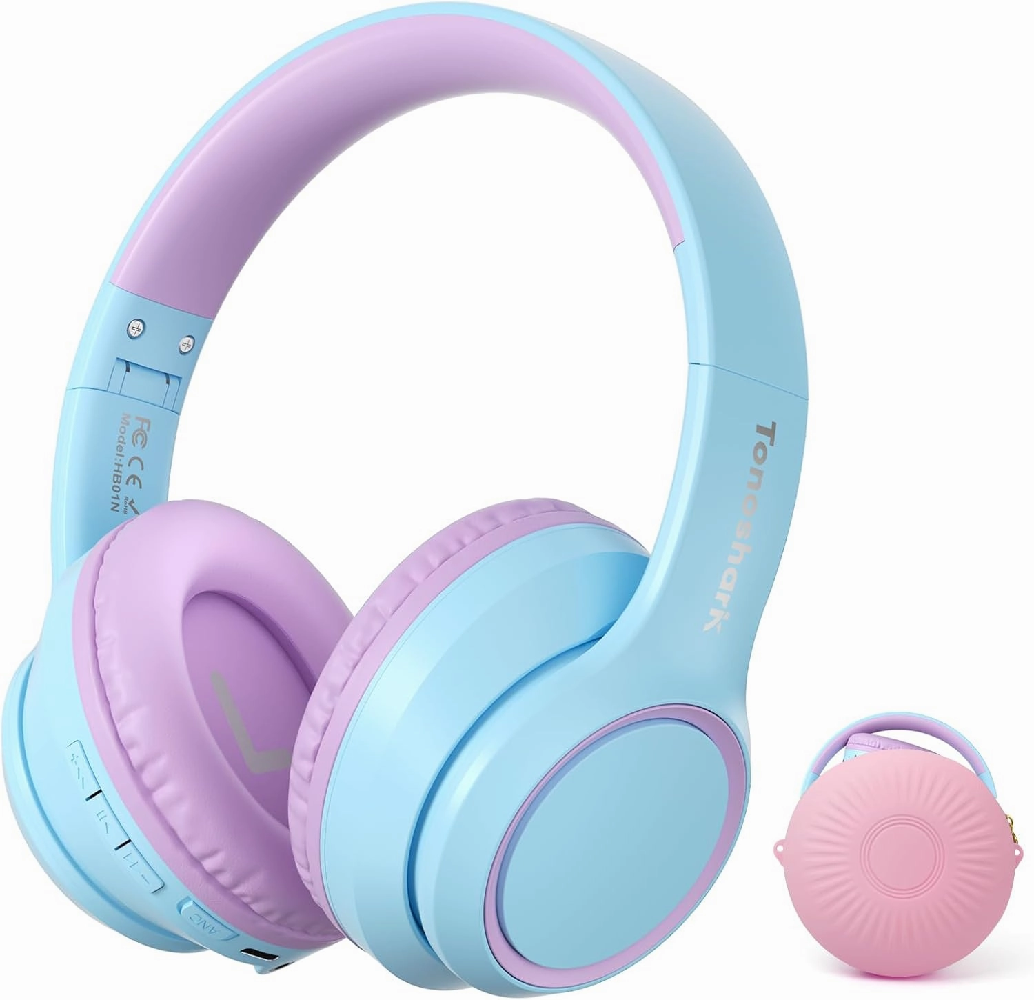 Active Noise Cancelling Headphones for Kids, 60H Playtime,Purple Wireless Bluetooth Over-Ear Headset Built-in Microphone for Home/School/Travel/Party - Includes Portable Case noise cancelling headphones,ANC headphones,travel headphones,