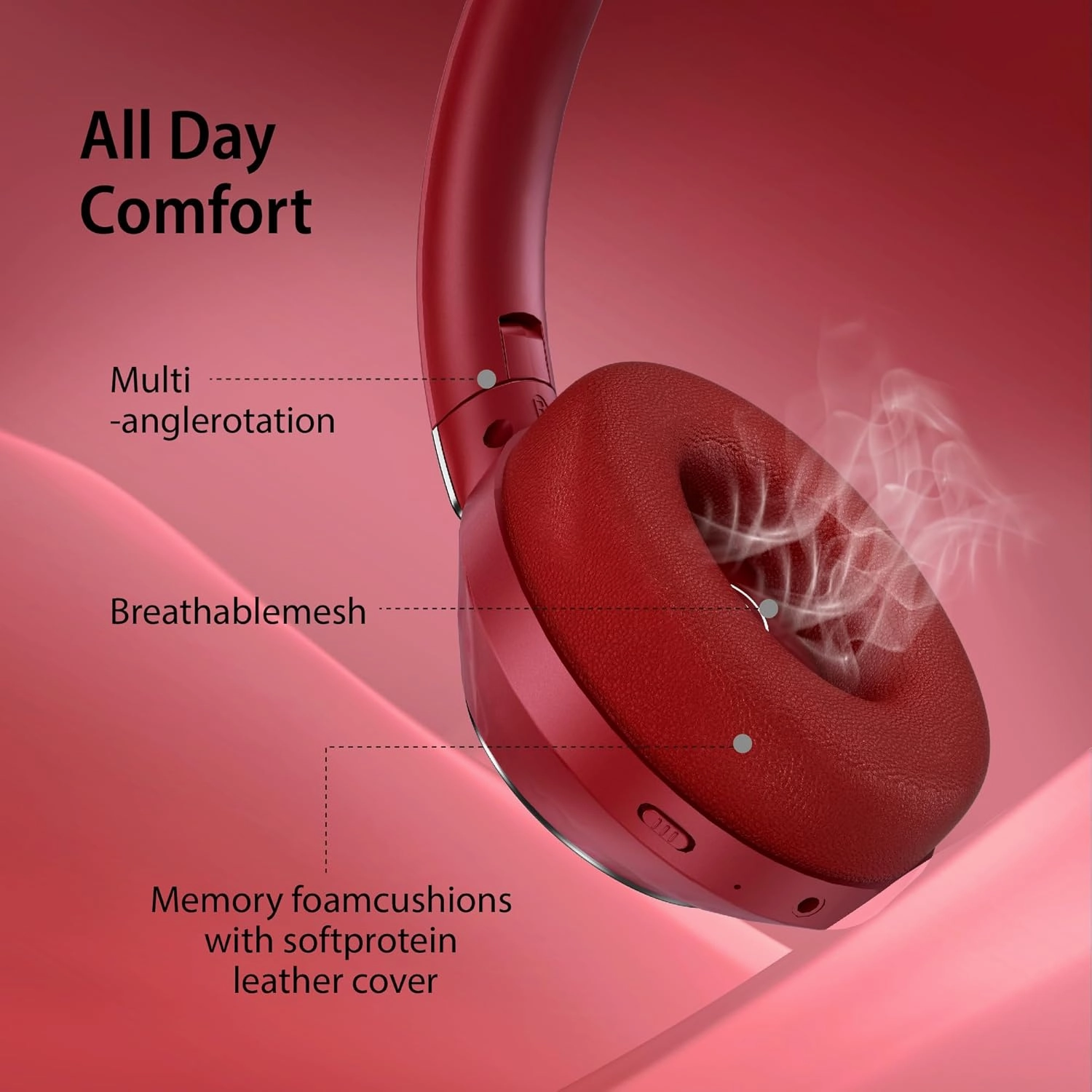 Active Noise Cancelling Headphones, Wireless Bluetooth 100H Playtime Over-Ear Headphones with Deep Bass and Microphone for Travel