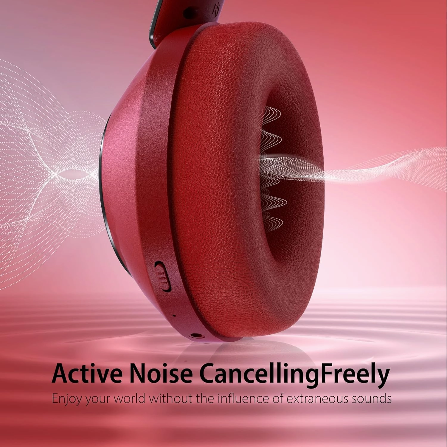 Active Noise Cancelling Headphones, Wireless Bluetooth 100H Playtime Over-Ear Headphones with Deep Bass and Microphone for Travel