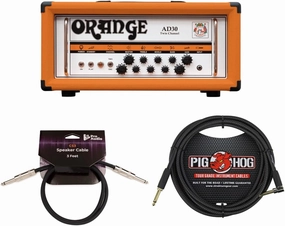 AD30HTC 30-Watt Tube Guitar Amp Head (Orange) Bundle with 10-Feet Guitar Cable and 3-Feet Speaker Cable (3 Items) tube amplifier,valve amp,audiophile tube stereo,
