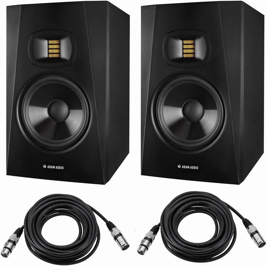ADAM Audio 2 Pack Professional T-Series T7V 7" 70W 2-Way Active Nearfield Monitor, Single - with 2 Pack XLR Microphone Cable studio monitors,nearfield speakers,mixing reference monitors,