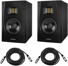 Adam Audio T5V Active Nearfield Monitor (2-Pack) Bundle with 25-Feet XLR Male to XLR Female Microphone Cable (2-Pack) (4 Items) studio monitors,nearfield speakers,mixing reference monitors,