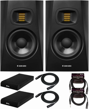 Adam Audio T7V 7-Inch Powered Studio Monitor (2-Pack) with Isolation Pads, XLR and TRS Cables Bundle (7 Items) studio monitors,nearfield speakers,mixing reference monitors,