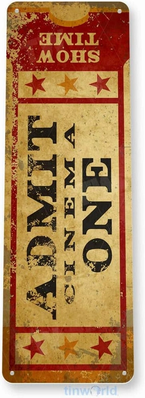 Admit One Movie Ticket Sign Carnival Cinema Home Movie Theater Metal Sign 16"x4" home cinema system,5.1 home theater,surround sound package,