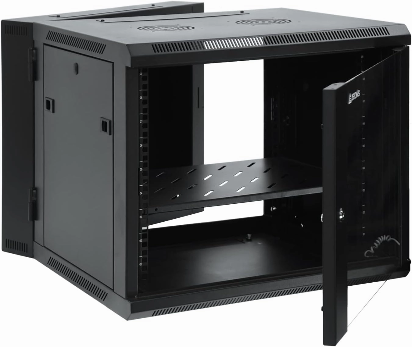 AEONS 9U Professional Wall Mount Server Cabinet Enclosure Double Section Hinged Swing Out 19-Inch Server Network Rack with Locking Glass Door Black (Fully Assembled) music server,hi-fi media server,digital audio storage,