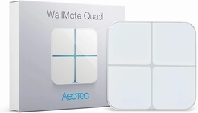 Aeotec WallMote Quad, Wireless Zwave on Off Switch, Z-Wave Plus Enabled, 4 Zwave Button, 16 Scene Wall Switch with Remote Control, Work with Z Wave Hub smart audio hub,voice control speaker,Alexa compatible audio,