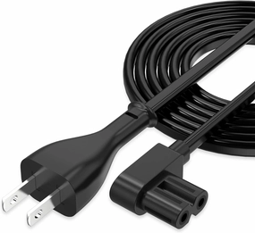 AGVEE 12ft TV Power Cord, 90 Degree Angled L-Shaped UL Listed 2-Prong AC Power Cable IEC C7 C8 Compatible with Samsung LG Sony Insignia Apple TV LCD LED, Vizio Roku Partybox, Black power cord,hi-fi power cable,AC power lead,