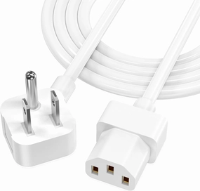 AGVEE 6.6ft TV Power Cord, 90 Degree Angled L-Shaped ETL Listed 18AWG 3-Prong AC Power Cable IEC C13 Replacement Compatible with HP Printer, Samsung LG Sony TV LCD, Instant Pot, ION iPA76, White power cord,hi-fi power cable,AC power lead,