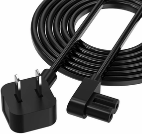 AGVEE 6.6ft TV Power Cord, 90 Degree Angled L-Shaped UL Listed 2-Prong AC Power Cable IEC C7 C8 Compatible with Samsung LG Sony Insignia Apple TV LCD LED, Vizio Roku JBL Partybox, Black power cord,hi-fi power cable,AC power lead,