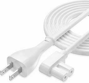 AGVEE 6ft TV Power Cord, 90 Degree Angled L-Shaped UL Listed 2-Prong AC Power Cable IEC C7 C8 Compatible with Samsung LG Sony Insignia Apple TV LCD LED, Vizio Roku JBL Partybox, White power cord,hi-fi power cable,AC power lead,