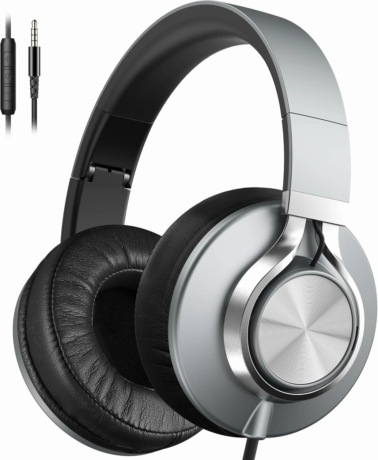 AILIHEN Wired Headphones with Microphone Volume Control, Noise Reduction Over Ear Headphones Wired 3.5mm, Super Soft Corded Headphone for Cellphones, Tablet and Chromebook (Grey) over-ear headphones,closed back headphones,wireless studio cans,