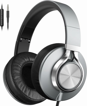 AILIHEN Wired Headphones with Microphone Volume Control, Noise Reduction Over Ear Headphones Wired 3.5mm, Super Soft Corded Headphone for Cellphones, Tablet and Chromebook (Grey) over-ear headphones,closed back headphones,wireless studio cans,
