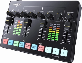 Airgoo Dual USB-C Streaming Audio Mixer, with XLR Microphone Interface, Guitar Interface, Individual Control, Bluetooth, 48V Phantom Power, for PC&Smartphone Podcast/Recording/Vocal/Game, AG-AMSC01 audio interface,USB interface,music recording input,