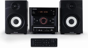 Aiwa 60W Bluetooth Micro System with Bookshelf Speakers and CD Player, FM Radio, USB Playback, AUX Input, LED Display, Hi-Fi Sound, Compatible with Apple, Android, Tablets, and Laptops bookshelf speakers,compact stereo speakers,hi-fi shelf speakers,