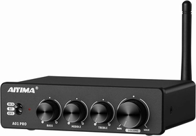 AIYIMA A01 Pro 100W x 2 Power Amplifier Bluetooth 5.1 Class D Amp TPA3116 2.0/2.1 Channel Stereo Amplifier Receiver Mini Speaker Amp with 3.5mm AUX Output   DC24V Power Adapter Black power amplifier,stereo amp,hi-fi power amp,