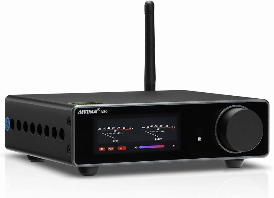 AIYIMA A80 Bluetooth Amplifier DAC Stereo HiFi Home Audio Receiver with PFFB 2.0 Channel Hi-Res Class D Power Amp with PC-USB Coaxial Optical TRS RCA Input integrated amplifier,stereo receiver,hi-fi amp combo,