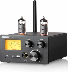AIYIMA T5 320W Tube Phono Turntable Amplifier & 2.0 Channel Stereo Bluetooth 5.0 HiFi Home Audio Digital Headphone Amp with DC 36V 6A Power Adapter integrated amplifier,stereo receiver,hi-fi amp combo,