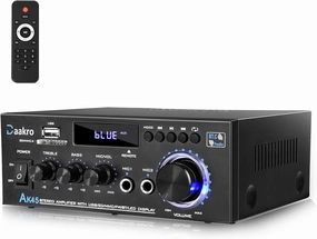 AK45 Stereo Audio Amplifier,300W Home 2 Channel Wireless Bluetooth 5.0 Power Amplifier System, Home Amplifiers FM Radio, USB, SD Card, with Remote Control Home Theater Audio Stereo System integrated amplifier,stereo receiver,hi-fi amp combo,