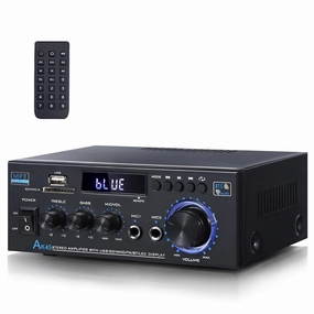 AK45 Stereo Receivers Amplifier Home Audio with Bluetooth, 300W, 2.0 Channel Power Amplifier for Home Stereo Syetem with RCA,SD,FM,USB, MIC in,Bluetooth Receiver for Karaoke,Studio AV receiver,surround receiver,home theater amplifier,