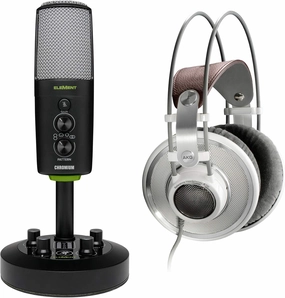 AKG K701 Professional Premium Open-Back Studio Recording Reference Headphones Bundle with Mackie Chromium USB Recording Zoom Podcast Streaming Microphone w/Built-in Mixer reference headphones,neutral sound headphones,monitor headphones,