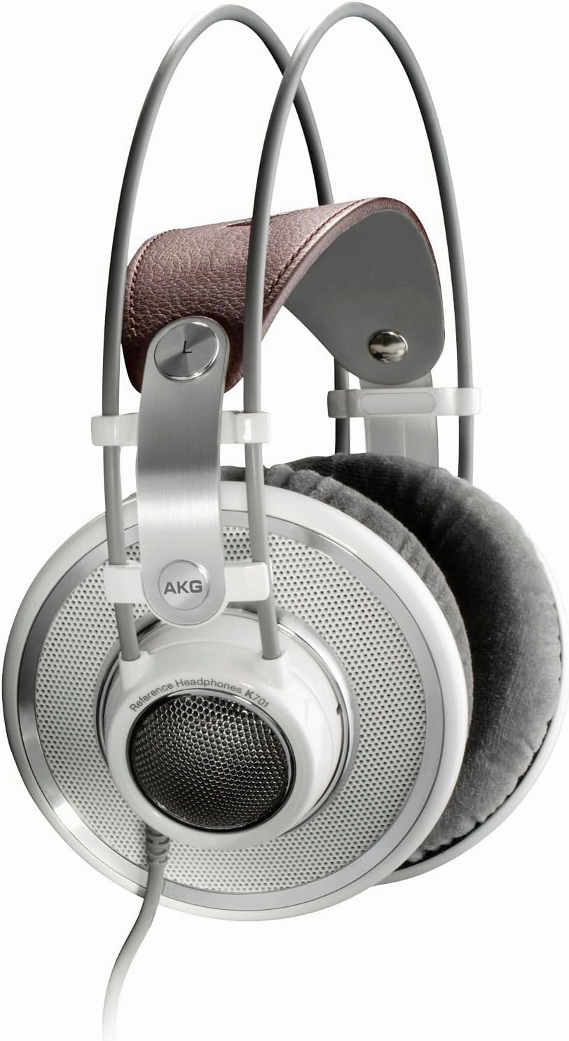 AKG Pro Audio K701 Over-Ear, Open-Back, Flat-Wire, Reference Studio Headphones, White audiophile headphones,high-end headphones,studio over-ear,