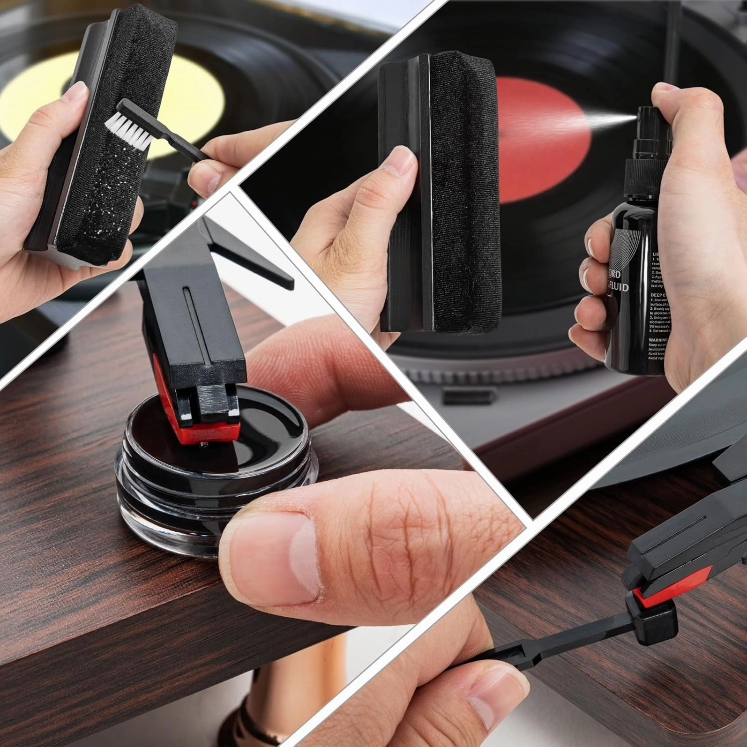 AKOZLIN Vinyl Record Cleaning Brush Kit - Premium LP Cleaner Set 6-in-1 Record Cleaner Supplies