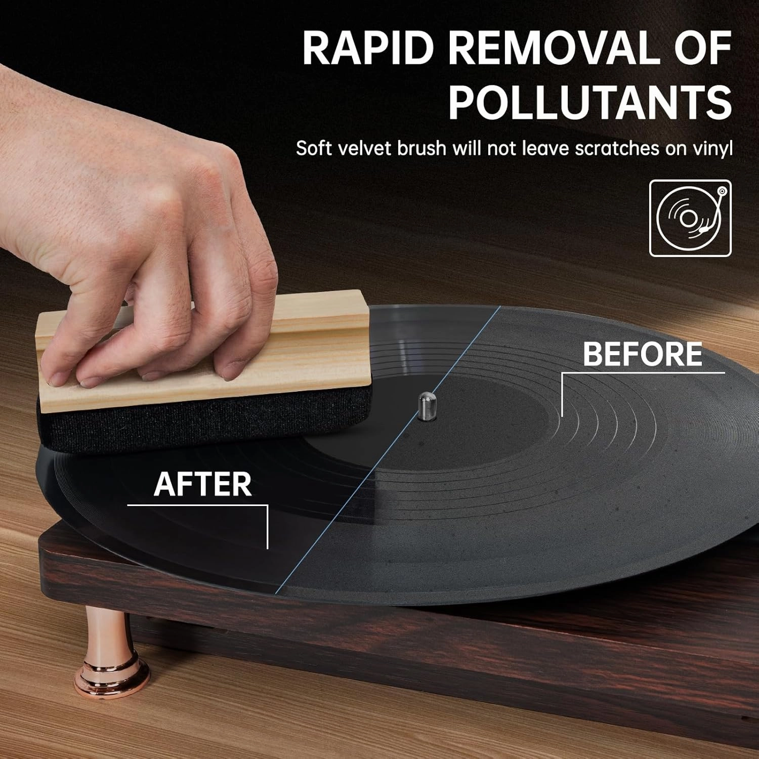 AKOZLIN Vinyl Record Cleaning Brush Kit,Premium LP Cleaner Set 7 in1 Record Cleaner LP Cleaning Solution