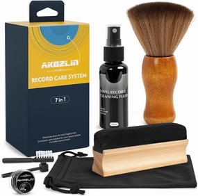 AKOZLIN Vinyl Record Cleaning Brush Kit,Premium LP Cleaner Set 7 in1 Record Cleaner LP Cleaning Solution record cleaning kit,vinyl cleaner,stylus brush set,