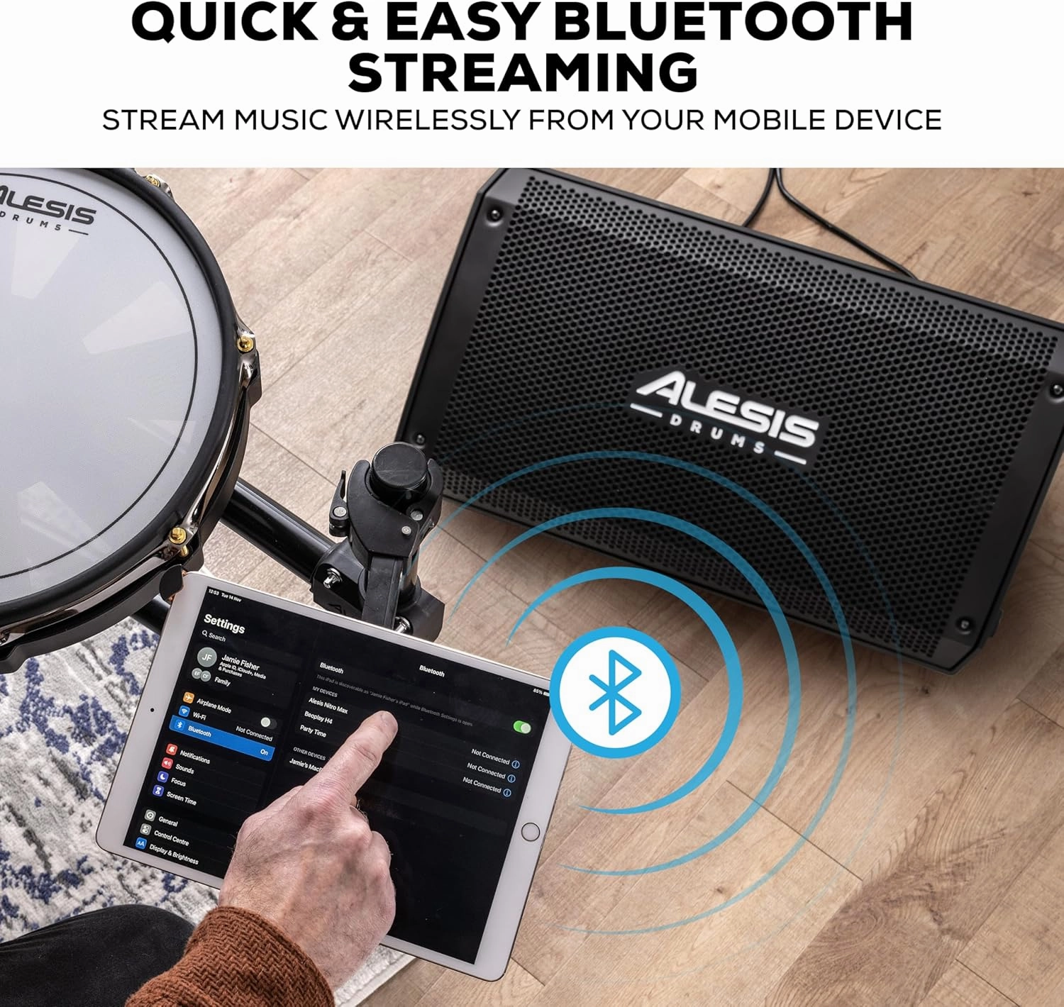 Alesis Strike Amp 12 MK2-2500W Drum Amp Speaker for Electric Drum Set with Bluetooth, 12" Woofer, HPF EQ and Ground-Lift Switch