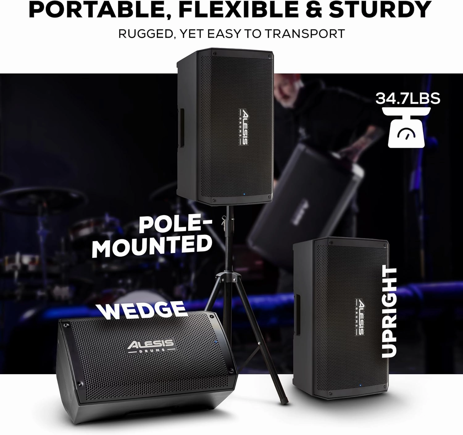 Alesis Strike Amp 12 MK2-2500W Drum Amp Speaker for Electric Drum Set with Bluetooth, 12" Woofer, HPF EQ and Ground-Lift Switch