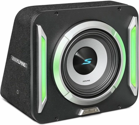 Alpine S2-SB12 12" S-Series Halo PrismaLink Preloaded Subwoofer Wedge Enclosure with RGB Lighting audiophile subwoofer,active subwoofer,low frequency speaker,