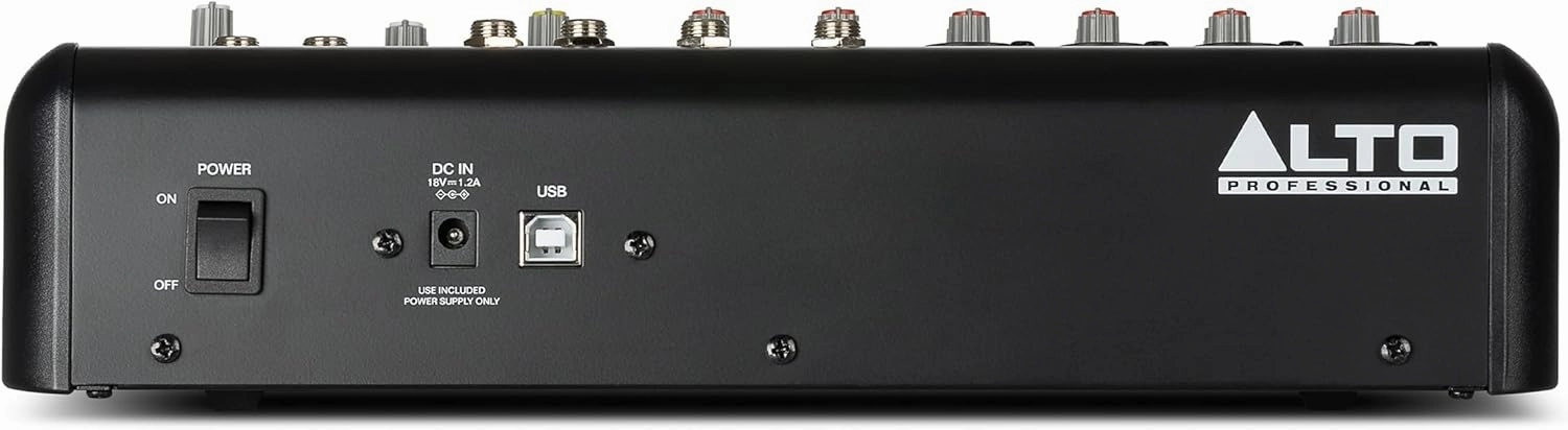ALTO TrueMix 800FX audio Mixer with 4 XLR Mic Ins, USB Audio Interface and Bluetooth for Podcasting, Live Performance, Recording, DJ, Mac and PC