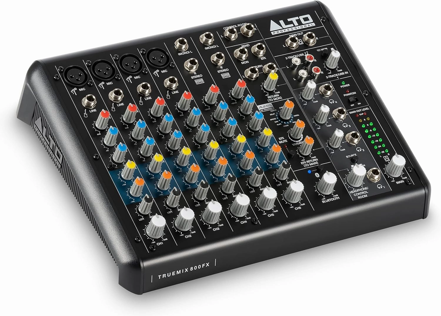 ALTO TrueMix 800FX audio Mixer with 4 XLR Mic Ins, USB Audio Interface and Bluetooth for Podcasting, Live Performance, Recording, DJ, Mac and PC