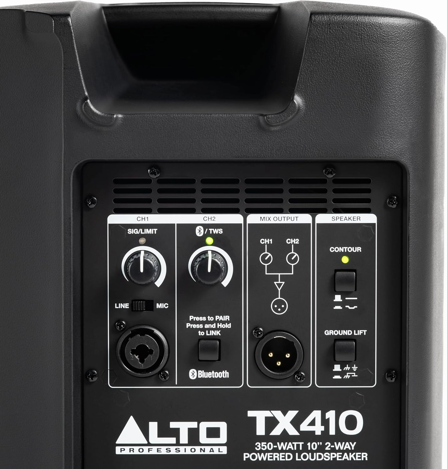 ALTO TX410 350W 10" Powered PA Speaker with TWS Bluetooth, 2-Channel Mixer, Monitor for Band or DJ and Musicians, Rehersals, Venues or Events