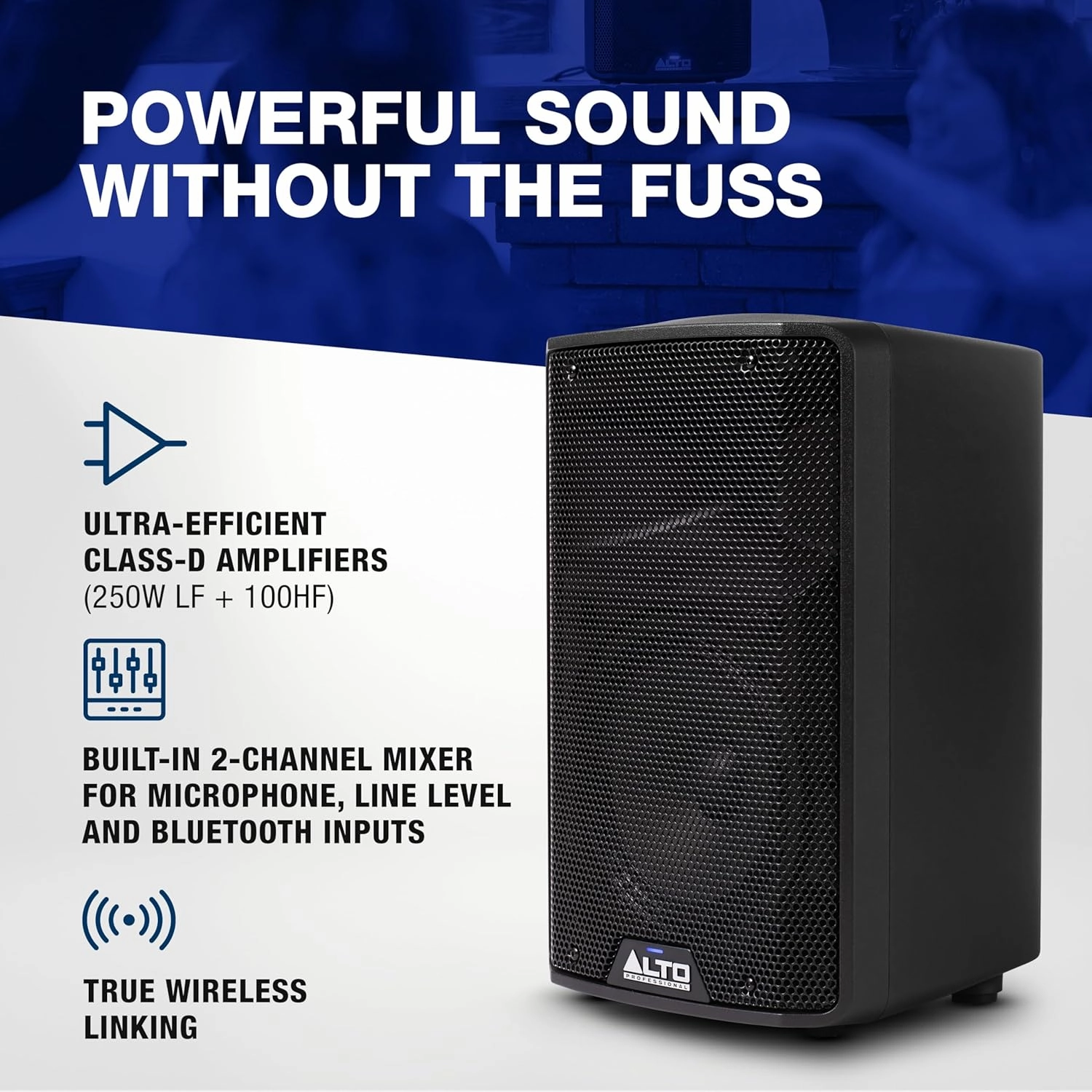 ALTO TX410 350W 10" Powered PA Speaker with TWS Bluetooth, 2-Channel Mixer, Monitor for Band or DJ and Musicians, Rehersals, Venues or Events