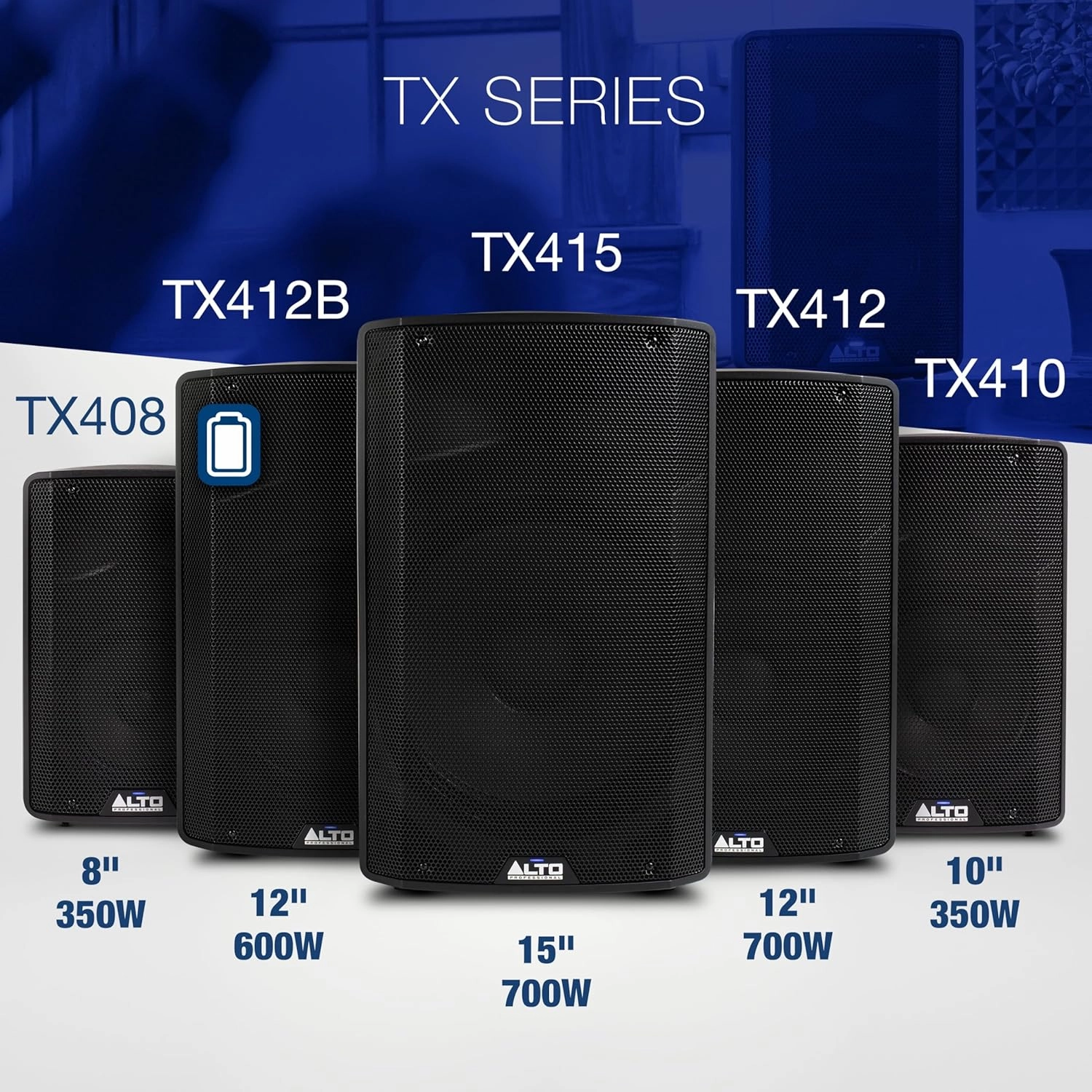 ALTO TX410 350W 10" Powered PA Speaker with TWS Bluetooth, 2-Channel Mixer, Monitor for Band or DJ and Musicians, Rehersals, Venues or Events