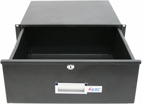 American Sound Connection 19" Rack Mount 4U Key Lock Drawer Pro Audio DJ or Equipment Server Rack Locking Storage Cabinet - Black music server,hi-fi media server,digital audio storage,