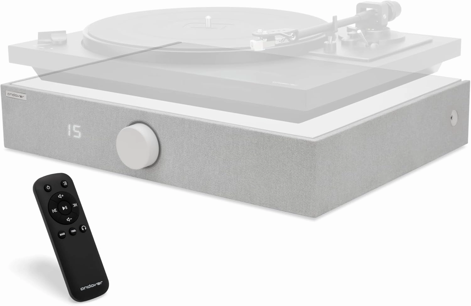 Andover Audio Spinbase 2 Speaker System Designed for Turntables; Phono Input, BT, Analog and Optical Input, ISOGroove Anti-Feedback, with Remote Control - (White) direct-drive turntable,DJ turntable,hi-torque vinyl deck,