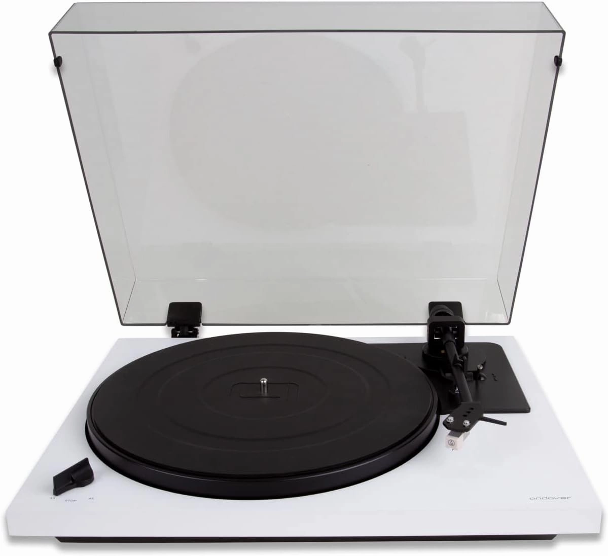 Andover Audio SpinDeck 2 Turntable for Vinyl Record Playback - Semi-Automatic, Beginner-Friendly with Rubber Isolation Feet, Tonearm & Cartridge Included, Pro-Ject & Spinbase Compatible - White direct-drive turntable,DJ turntable,hi-torque vinyl de