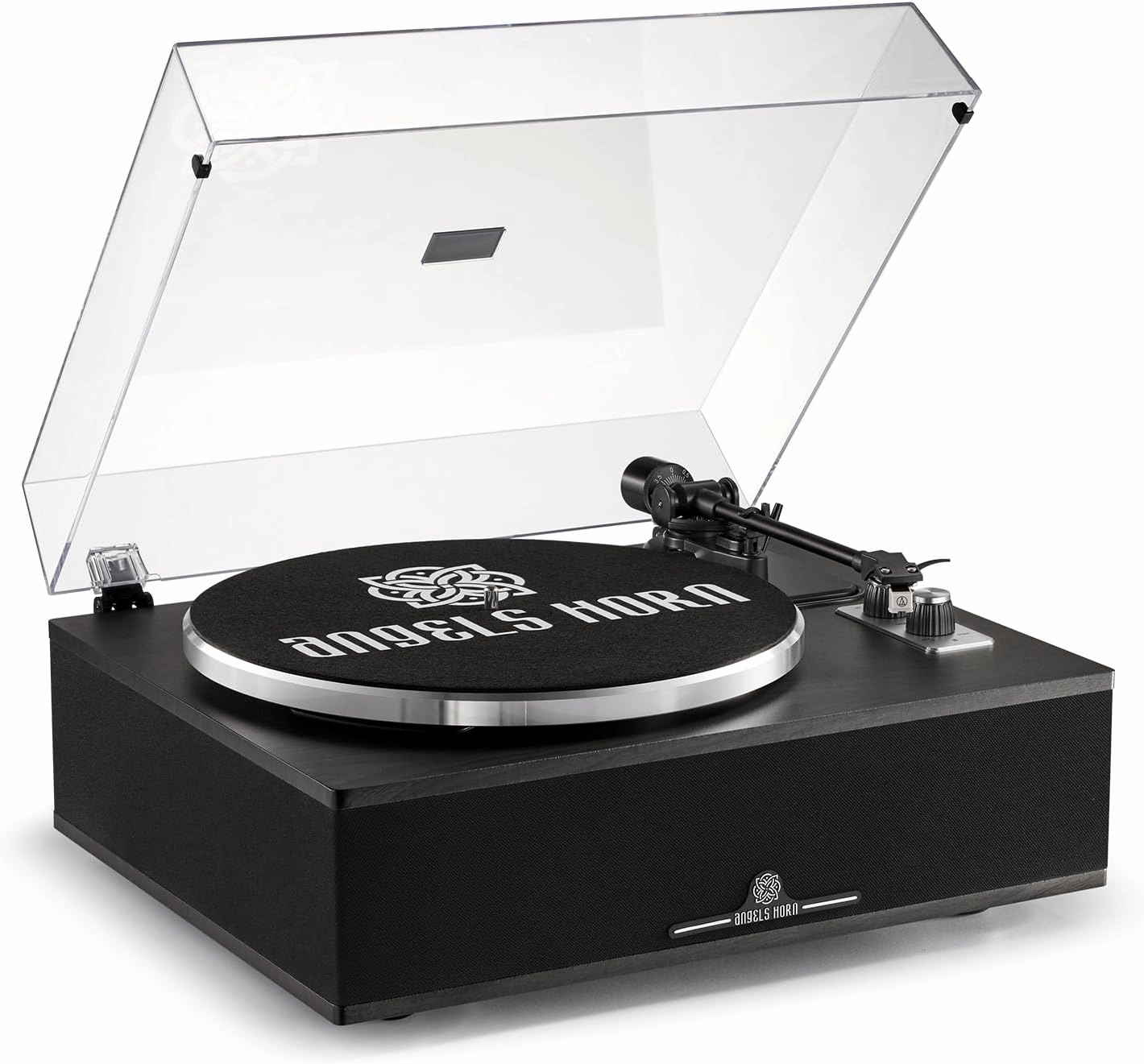 ANGELS HORN Bluetooth Vinyl Record Player - High-Fidelity 2-Speed Turntable with Built-in Speakers - Includes Phono Preamp & Magnetic AT-3600L Cartridge - Black Classic Edition balanced output player,audiophile player,hi-res digital player,