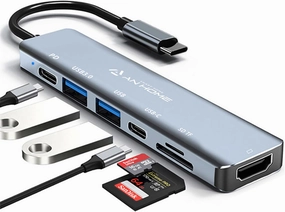 AnHome USB C Hub HDMI Adapter SD Card Reader 7-in-1 Multiport USB-C Dock Converter with 87W PD Charging for Apple MacBook Pro Air and Laptop Computers smart audio hub,voice control speaker,Alexa compatible audio,